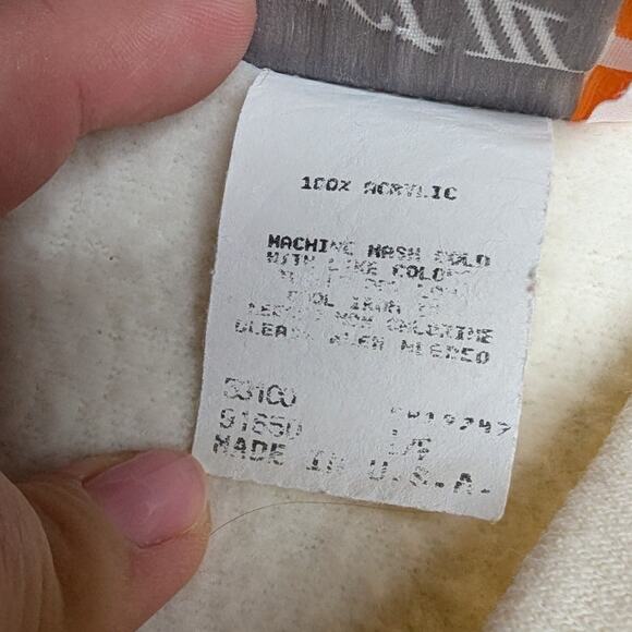 Vtg 1980s Act III Ivory Mock Neck Knit Heart Panel Light Pullover Sweater L - Picture 5 of 5